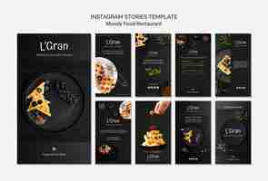 PSD gratuito modello di storie di instagram cibo lunatico