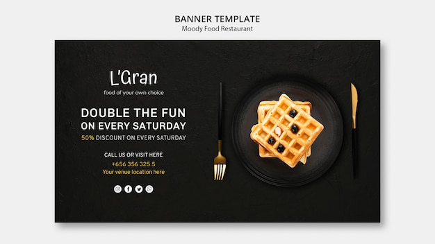 Moody food restaurant banner template