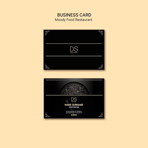 Moody food restaurant business card