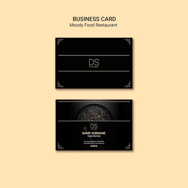 無料PSD 不機嫌なフードレストラン名刺
