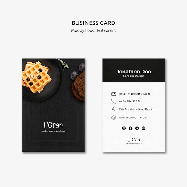 Moody food restaurant business card