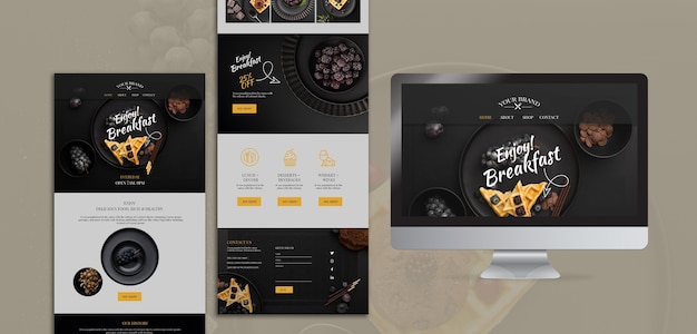 Free PSD moody food restaurant concept mock-up