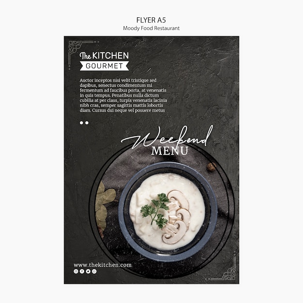 PSD gratuito moody cibo ristorante volantino concetto mock-up