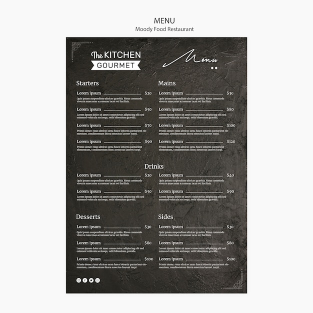 Moody food restaurant menu concept mock-up