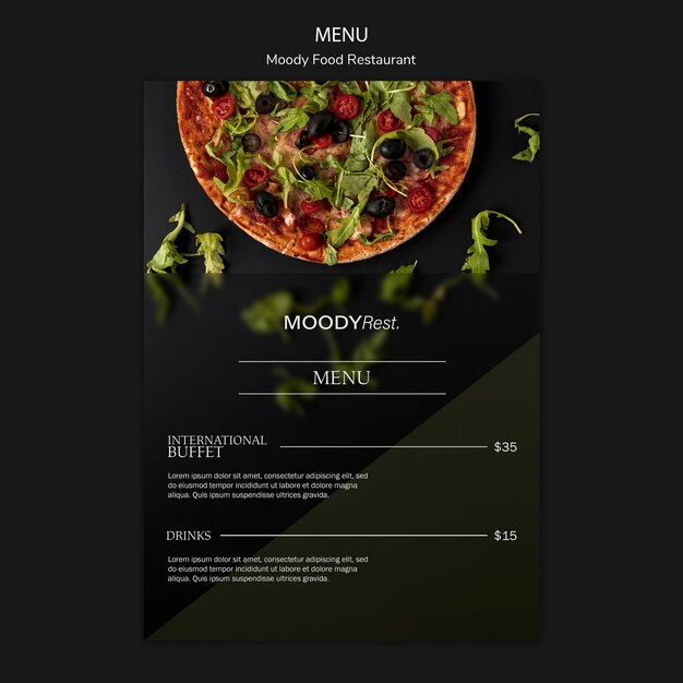 Moody food restaurant menu template