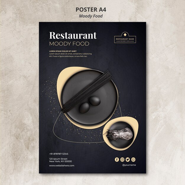 Moody food restaurant poster concept