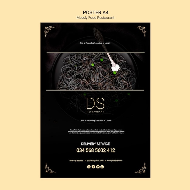 Moody food restaurant poster template