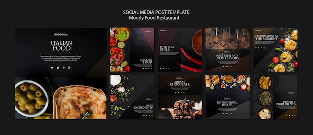 Moody food restaurant social media post template