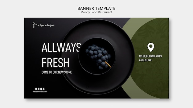 Free PSD moody food restaurant template concept for banner