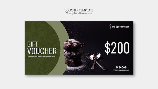 Moody food restaurant template concept for voucher