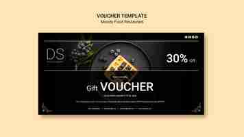 Free PSD moody food restaurant voucher template