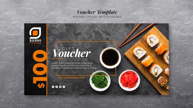 Moody food restaurant voucher template