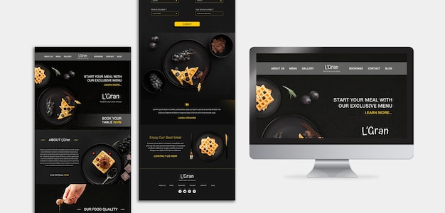 Free PSD moody food restaurant website template