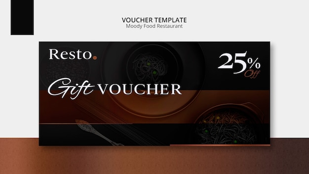 Free PSD moody food voucher template