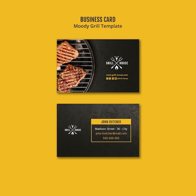 Бесплатный PSD Шаблон визитной карточки moody grill