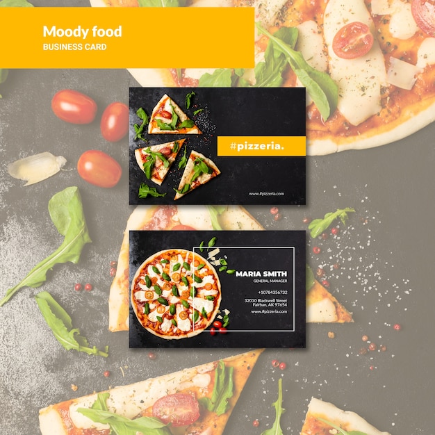 Moody restaurant food business card mock-up