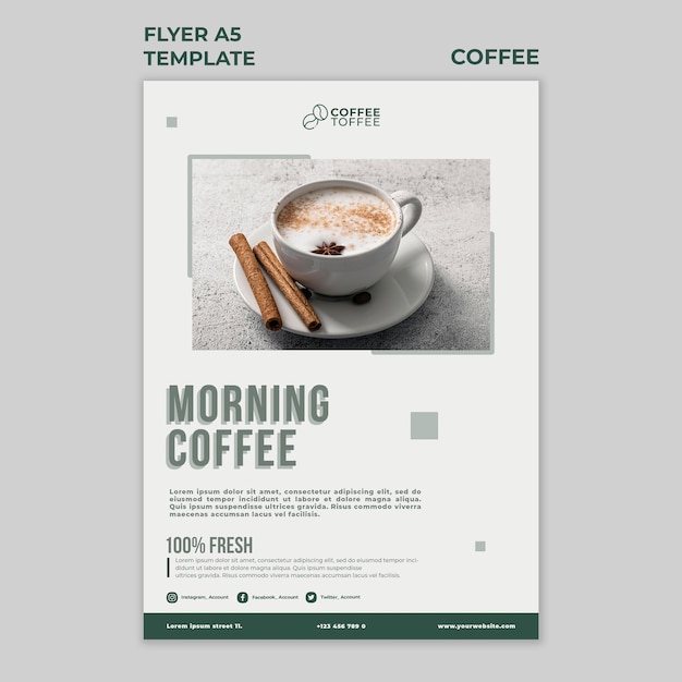 Free PSD morning coffee flyer template