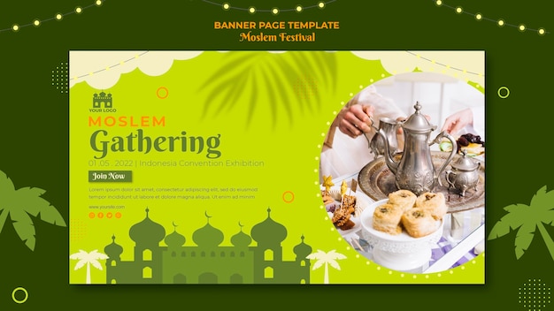 Moslem gathering banner web template