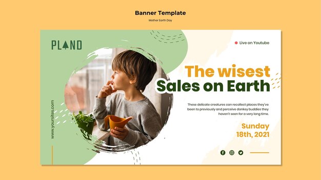 mother earth day banner template with photo