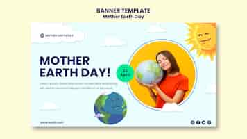 Бесплатный PSD Шаблон баннера день матери-земли
