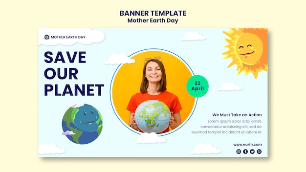 Free PSD mother earth day banner template