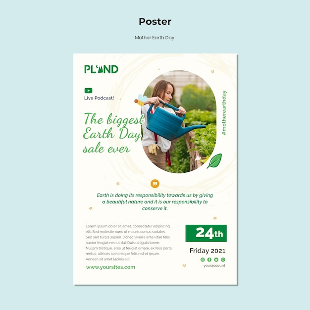 Mother earth day celebration poster template