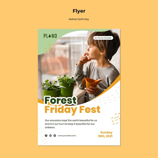 Mother earth day flyer template with photo