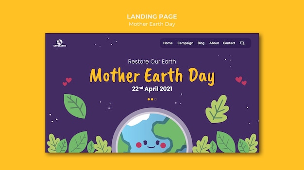 mother earth day landing page