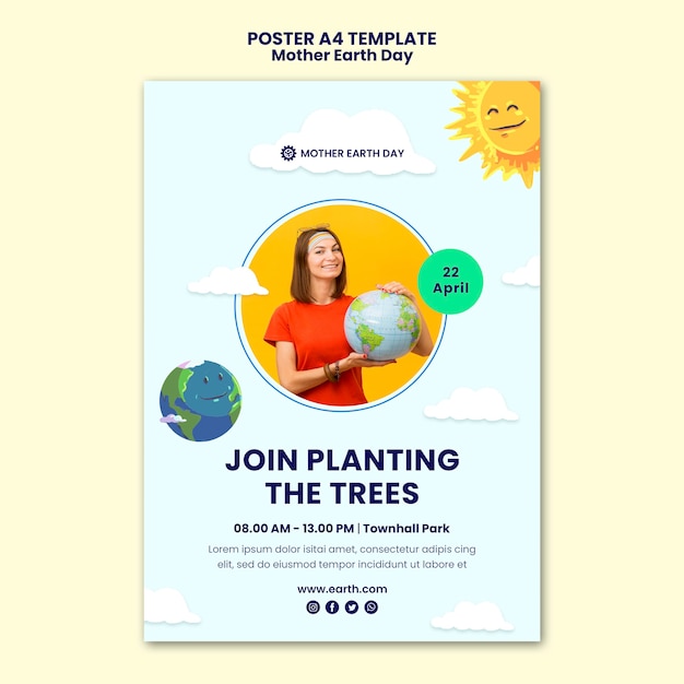 Mother earth day poster template