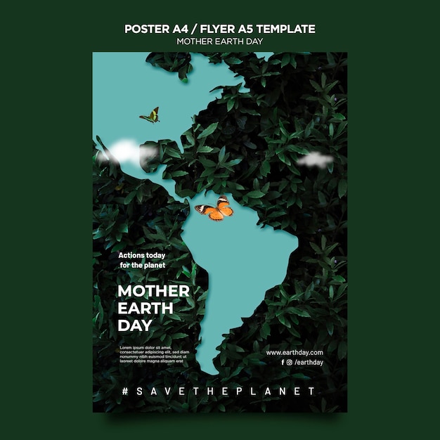 Free PSD mother earth day poster template