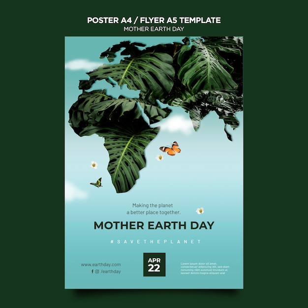 PSD gratuito modello di poster di madre terra giorno