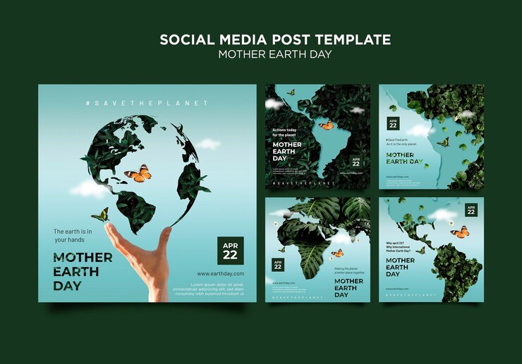 Free PSD mother earth day social media posts set