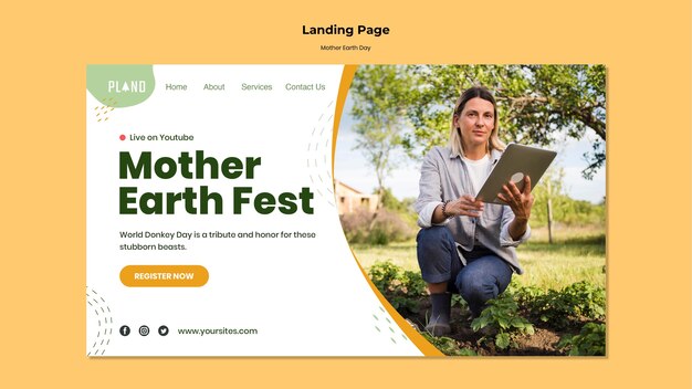Free PSD mother earth day web template with photo