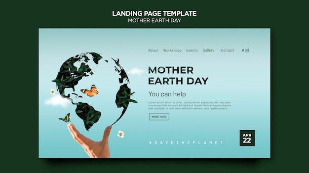 PSD gratuito modello web di madre terra giorno