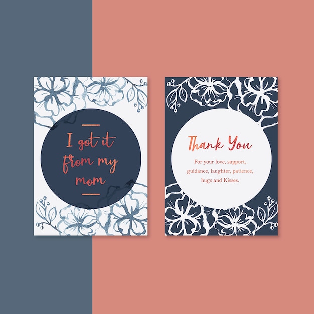 Free PSD mother's day card with contrast flowers