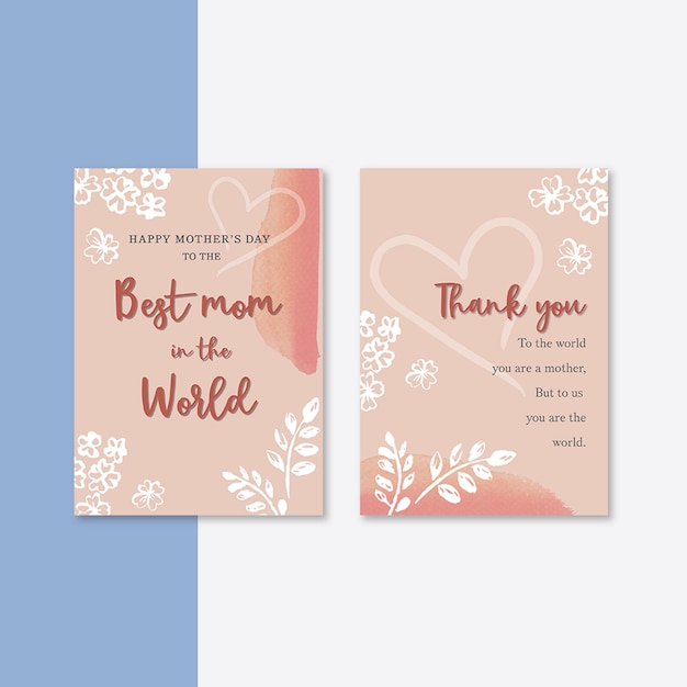 Free PSD mother's day card with elegant flowers