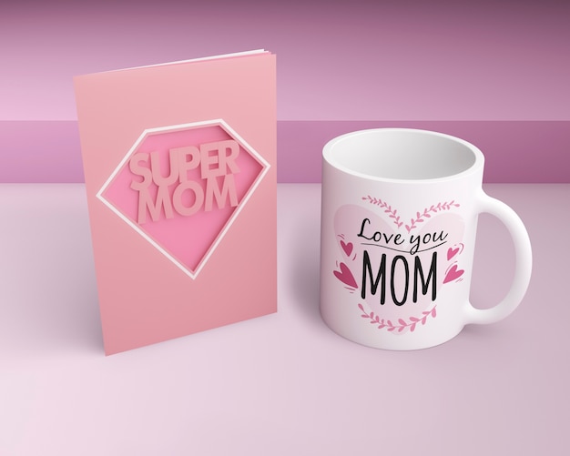 Mother's day celebration card and mug with mock-up