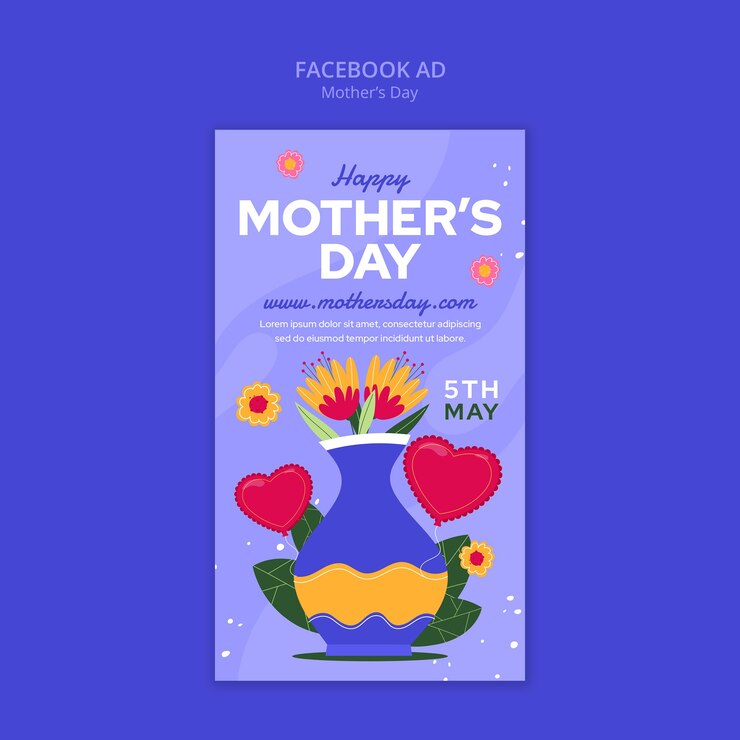 Бесплатный PSD шаблон facebook празднования дня матери