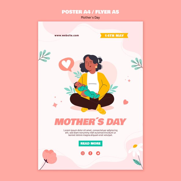 Modello di poster per la festa della mamma