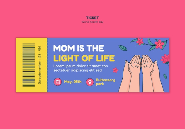 Free PSD mother's day celebration ticket template