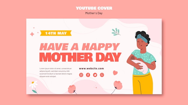 PSD gratuito copertina youtube festa della mamma