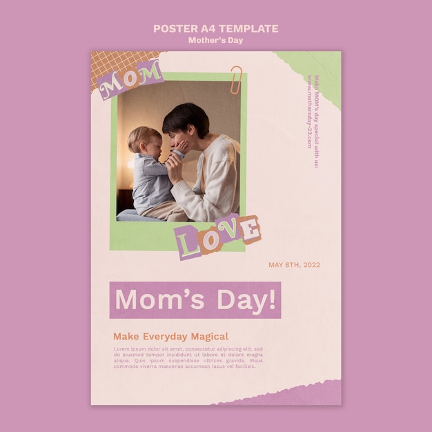 PSD gratuito modello di poster per la festa della mamma