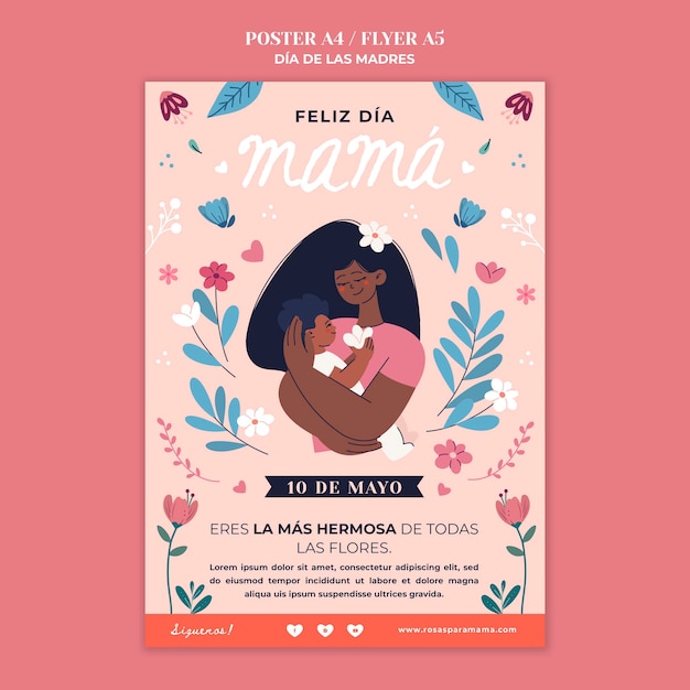 PSD gratuito modello di poster per la festa della mamma