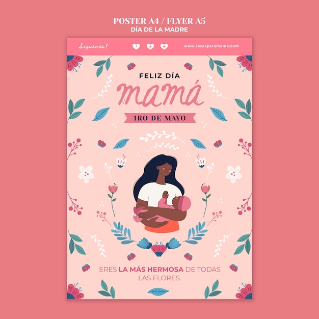 PSD gratuito modello di poster per la festa della mamma