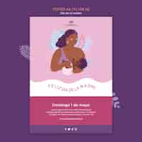 Бесплатный PSD Шаблон вертикального плаката ко дню матери на испанском языке