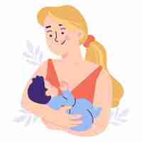 Free PSD mother with son illustration