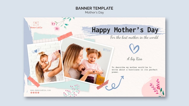 Modello di banner orizzontale per la celebrazione della festa della mamma