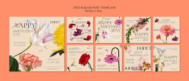 無料PSD 母の日のお祝いinstagramの投稿テンプレート