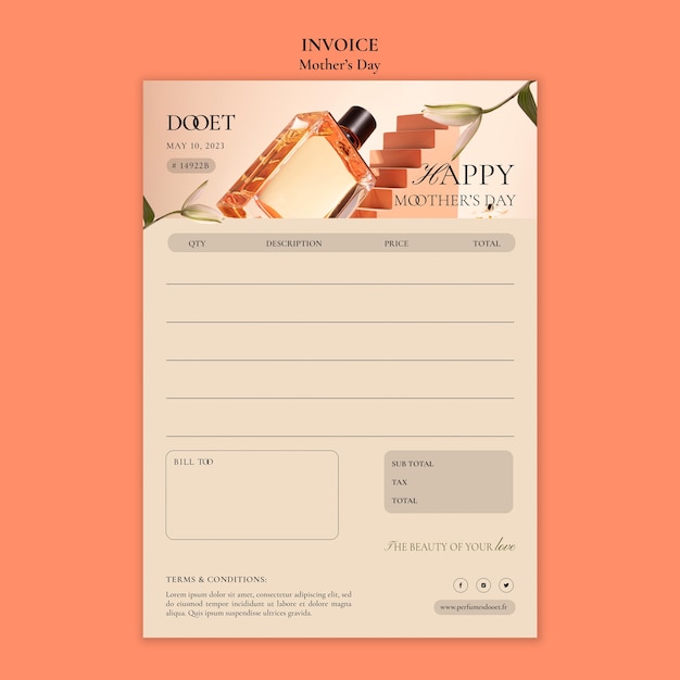 Free PSD mothers day celebration  invoice template