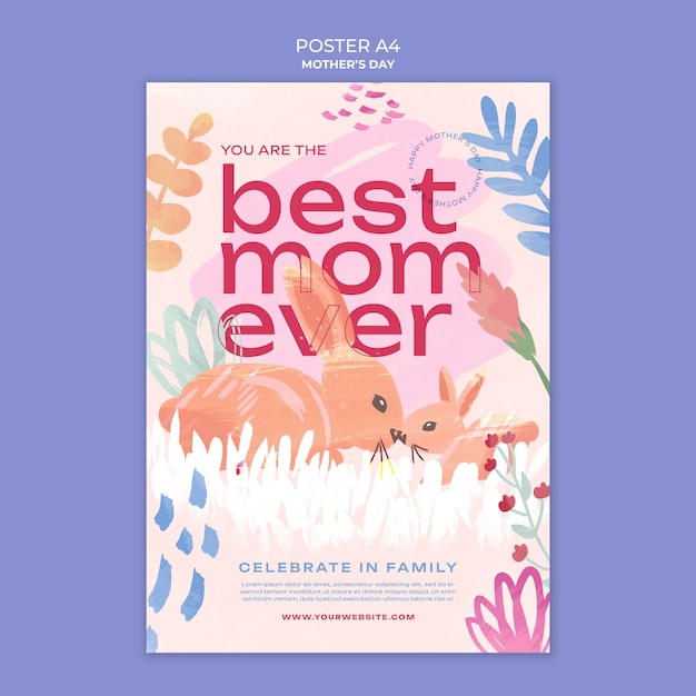 PSD gratuito modello di poster per la celebrazione della festa della mamma